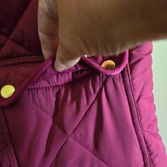 J.Crew Fresh Raspberry Quilted Puffer Vest Jacket Flap Snap Pockets Size XS - Picture 5 of 8